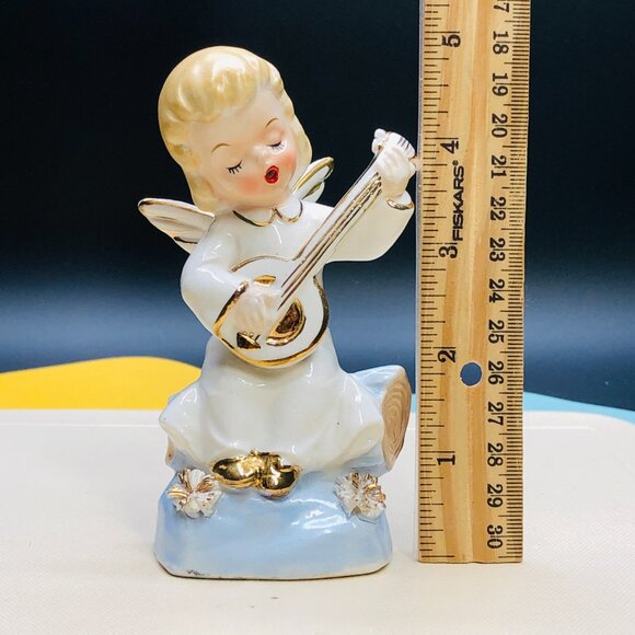 Vintage SHAFFORD Porcelain Musician Angel Figurine, Mid Century Kitsch Christmas - Picture 11 of 11